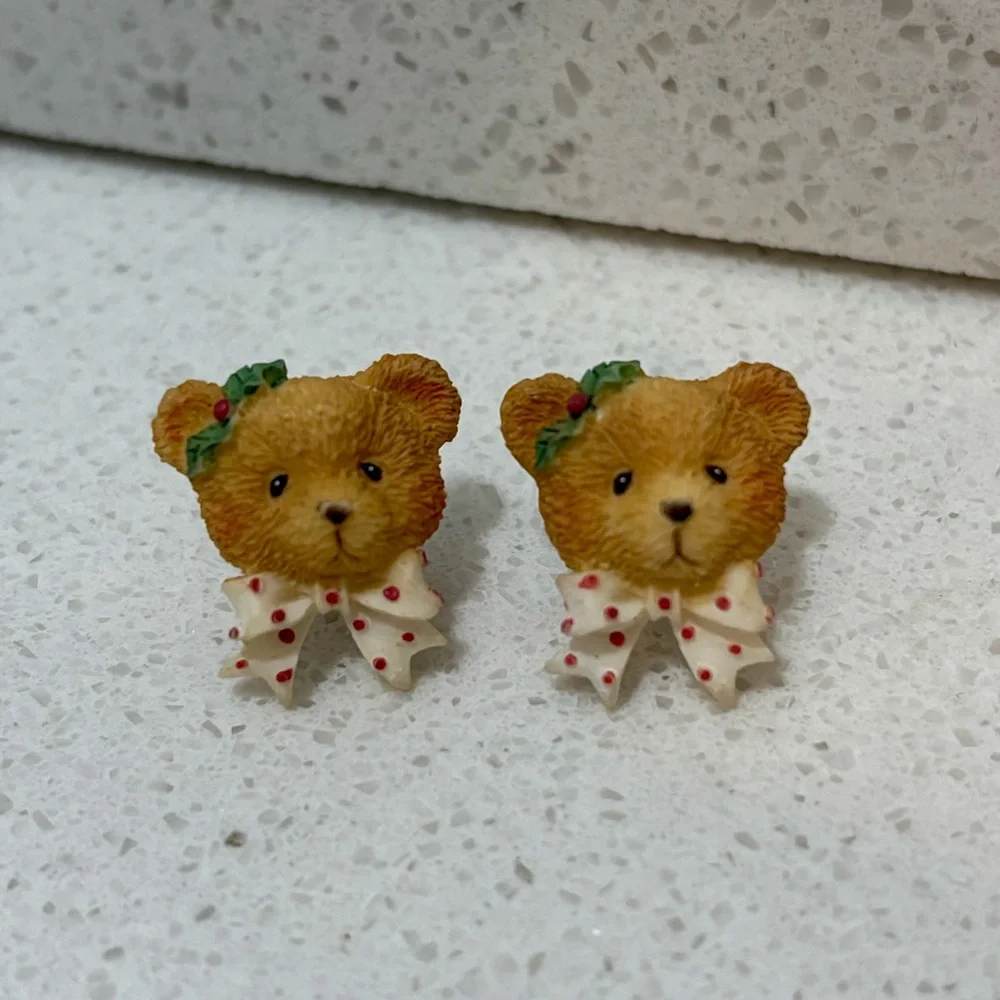 Vintage Cherished Teddies Earrings 1995